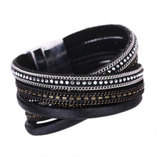 Load image into Gallery viewer, Handmade Bohemian Multi-Layer Leather Cuff Bracelet With Magnetic Clasp