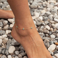 Load image into Gallery viewer, Handmade Anklet With Turquoise Beads With Gold Or Silver Chain