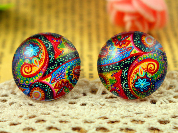 Handmade Photo Glass Cabochons Earrings