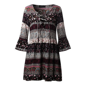 Stunning Bohemian Romantic Lace Up Above Knee Dress Or Tunic Top Western Natural Look With Flare Sleeves - Must Have!