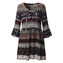 Load image into Gallery viewer, Stunning Bohemian Romantic Lace Up Above Knee Dress Or Tunic Top Western Natural Look With Flare Sleeves - Must Have!