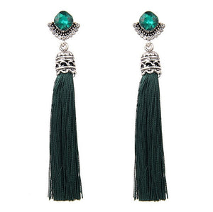 Handmade Ethnic Bohemian Tassel Earrings With Rhinestone - Belly Dance Accessory